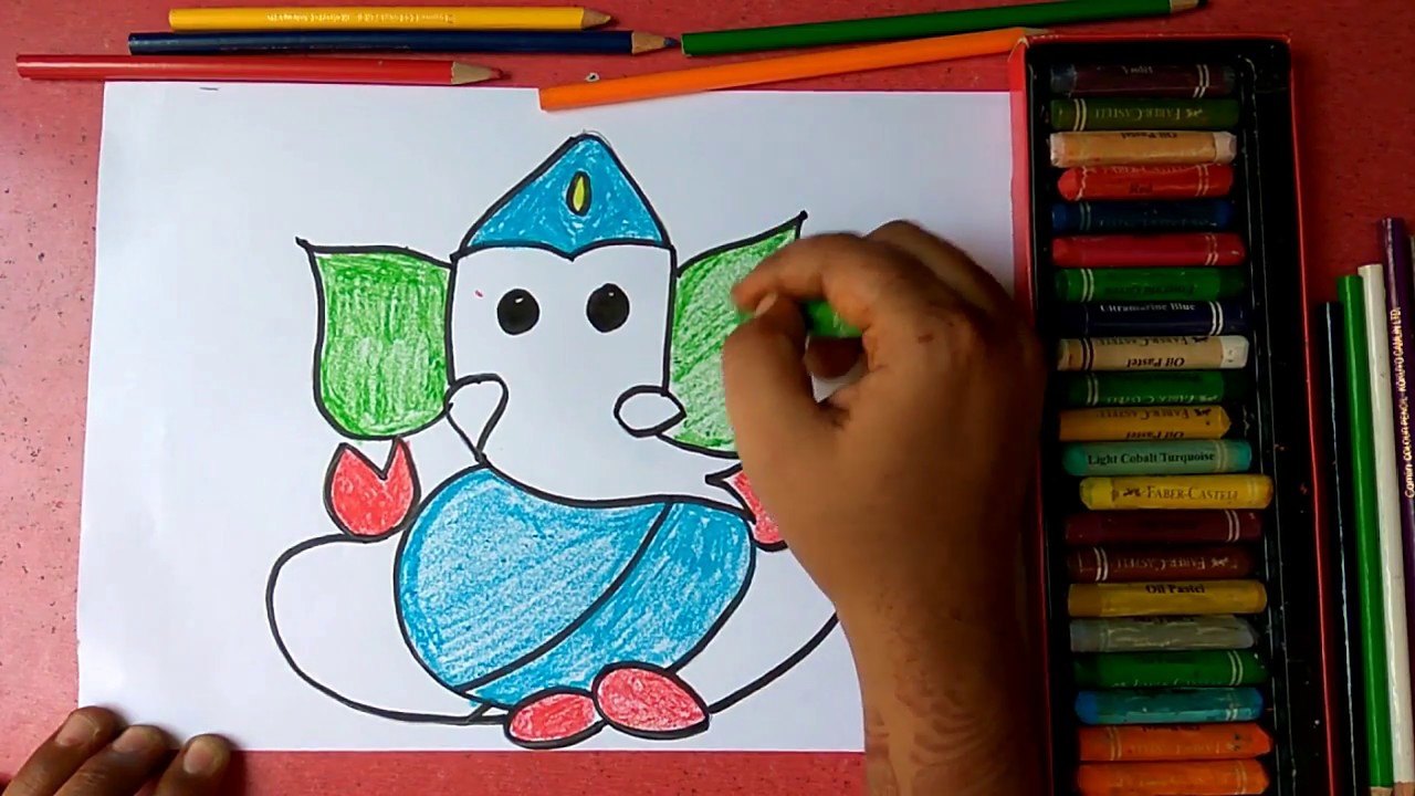 1280x720 How To Draw Lord Ganesha Step By Step Very Easily For Kids - Ganesh Painting For Kids
