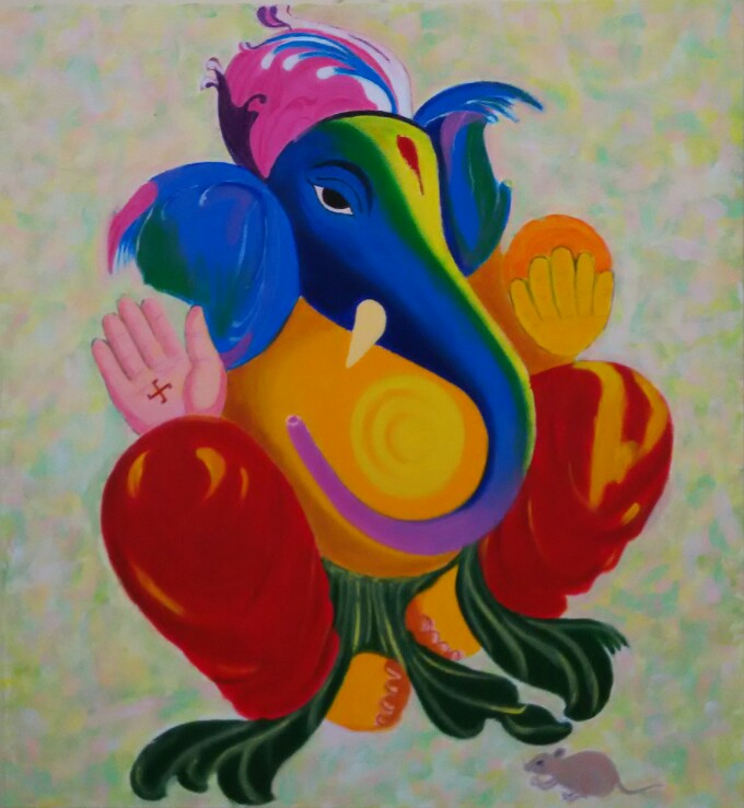 680x738 Lord Ganesha, Painting, Online Art Shop, Art4lyf - Ganesh Painting Images