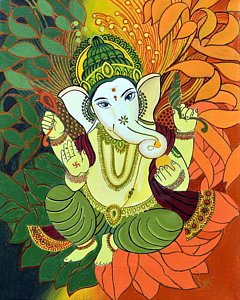 240x300 Red Ganesh Paintings Fine Art America - Ganesh Painting Images