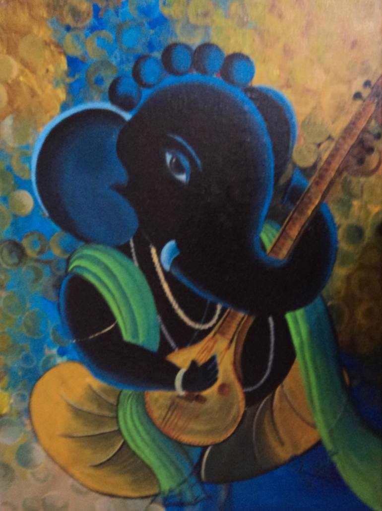 770x1030 Saatchi Art Citar Ganesh Painting By Rupa Prakash - Ganesh Painting Images