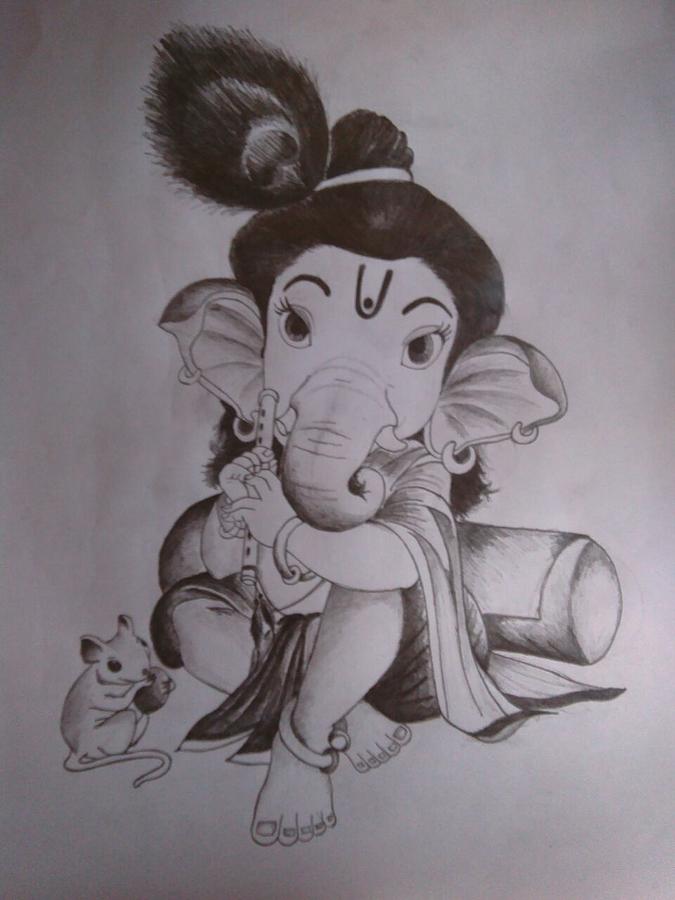 675x900 Baby Ganesh Painting By Monidip Pal - Ganesh Painting Images