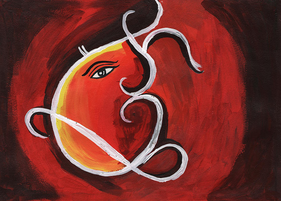 900x643 Ganesh Painting Painting By Vijay Sonar - Ganesh Painting Images