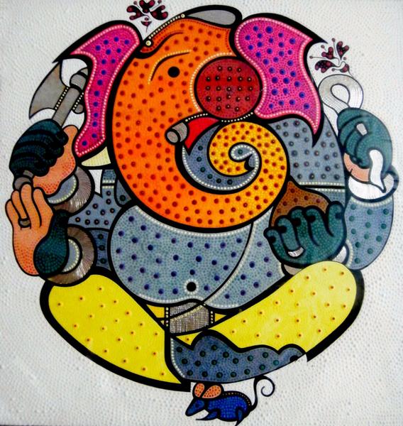 568x600 Modern Art - Ganesh Painting Modern