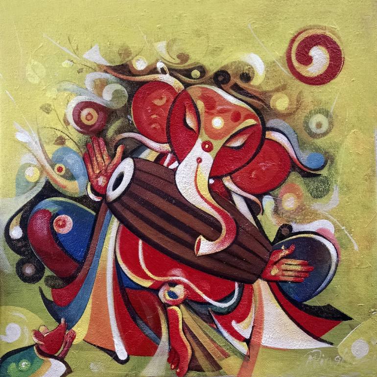 770x770 Saatchi Art Ganesha Painting By M Singh - Ganesh Painting Modern