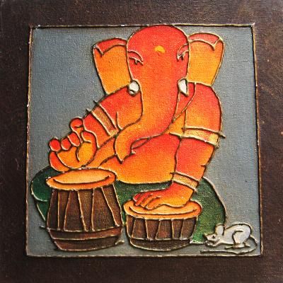 400x400 Ganesha Painting On Canvas Board - Ganesh Painting On Canvas