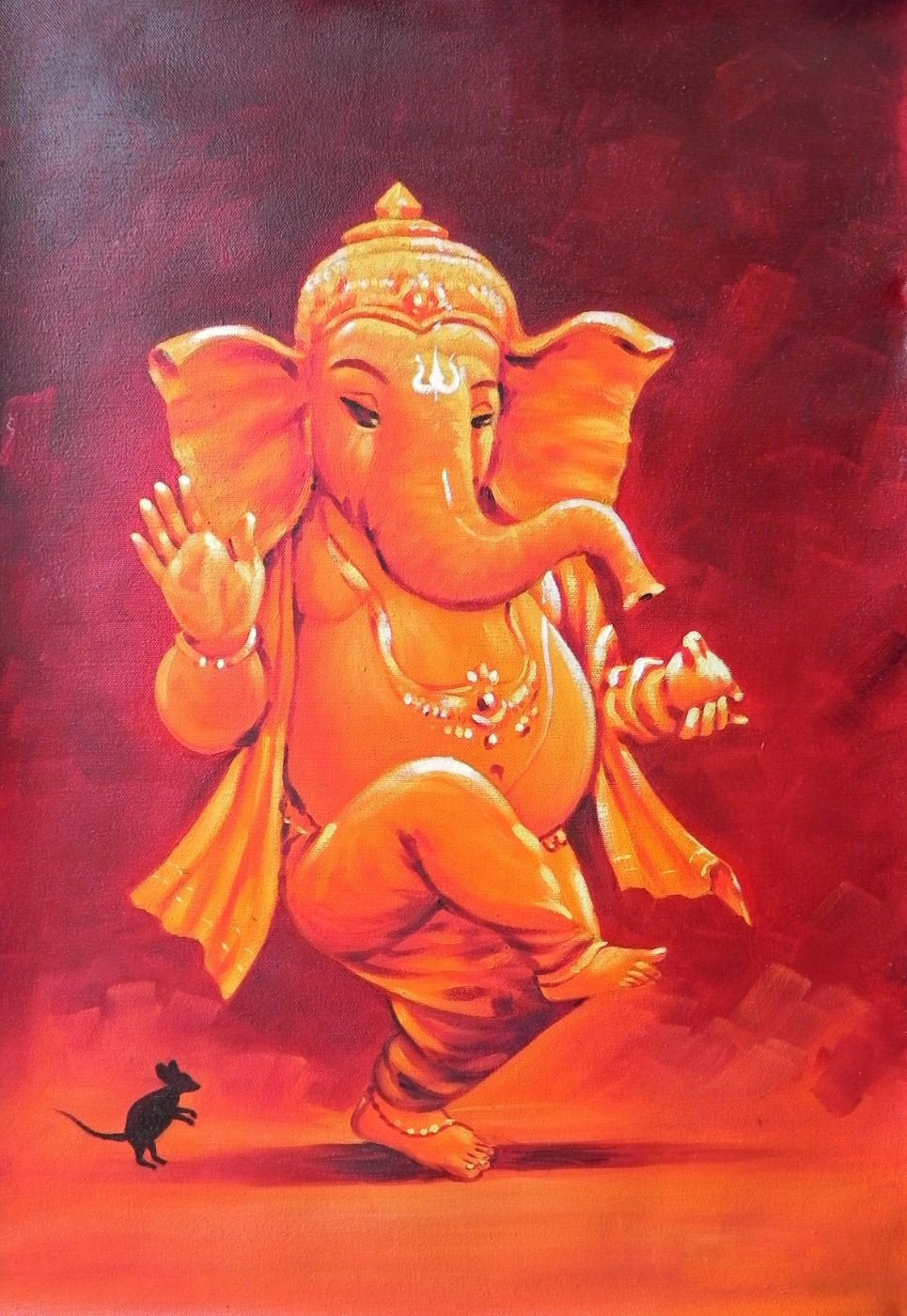 965x1400 Mangalmurti Ganpati - Ganesh Painting On Canvas