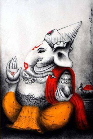 300x449 Paintings - Ganesh Painting On Canvas