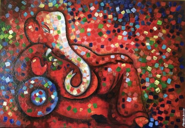 600x414 Souq Abstract Ganesh - Ganesh Painting On Canvas
