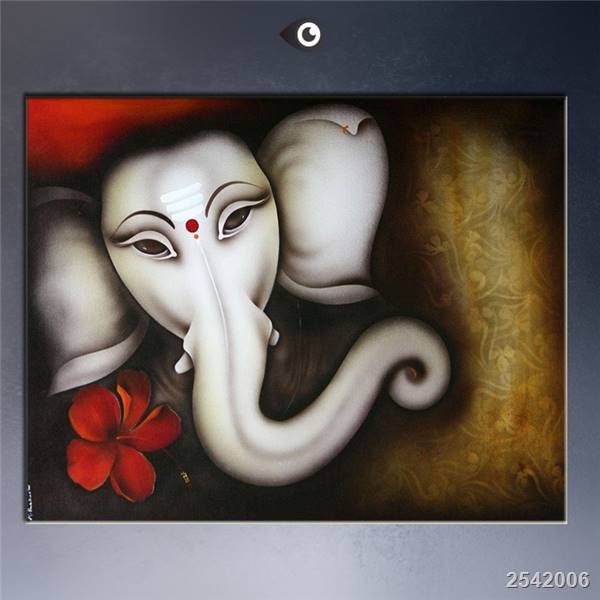 600x600 The Famous Buda Painting On Canvas India Lord Ganesha Free - Ganesh Painting On Canvas