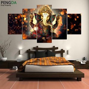 300x300 5 Pcs Ganesha Painting Abstract Picture Modern Canvas Wall Art - Ganesh Painting Wall Canvas