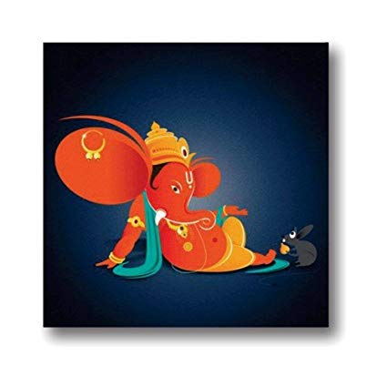 425x425 Buy Lord Ganesh Modak Canvas Painting Wall Decor Art Frame 24x24 - Ganesh Painting Wall Canvas