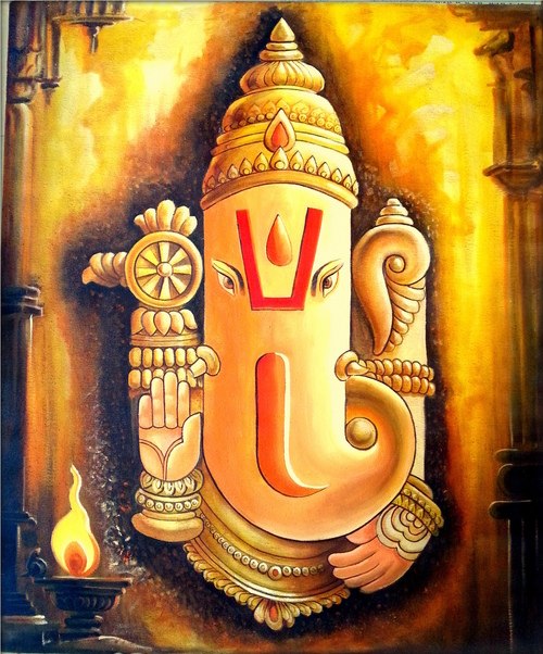 500x602 Buy Abstract Ganesha Handmade Painting By Jay Bhagatwala. Code - Ganesha Abstract Painting