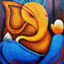 225x225 Acrylic Paintings In Mumbai, - Ganesha Abstract Painting