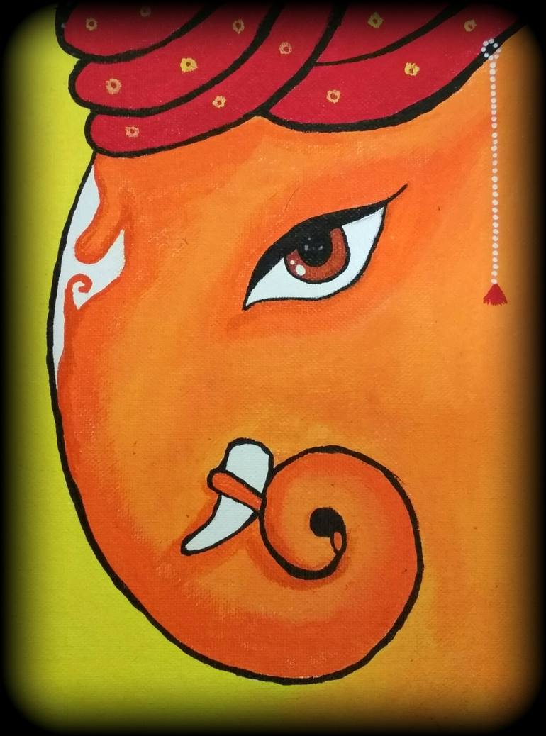 770x1038 Saatchi Art Ganesha Painting By Kishore Anjo - Ganesha Art Painting