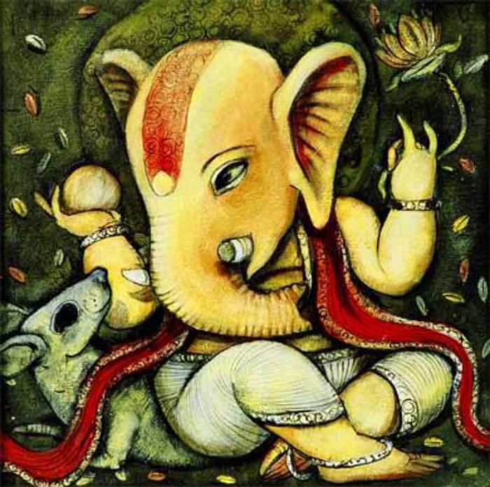 700x696 Abstract Paintings Of Lord Ganesha Ganapati Paintings On Canvas - Ganesha Art Painting