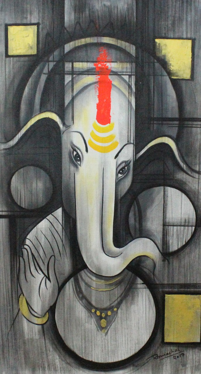 688x1280 Buy Ganpati Art 02 Handmade Painting By Ram Achal. Code - Ganesha Art Painting