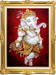225x300 Ganesh Hindu God Original Oil Painting On Canvas No Frame Modern - Ganesha Oil Painting On Canvas