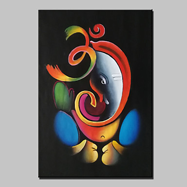 384x384 Oil Painting Hand Painted - Ganesha Oil Painting On Canvas