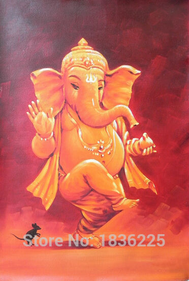 372x552 Wall Sticker Handmade Ganesh Oil Painting On Canvas For Wall Art - Ganesha Oil Painting On Canvas