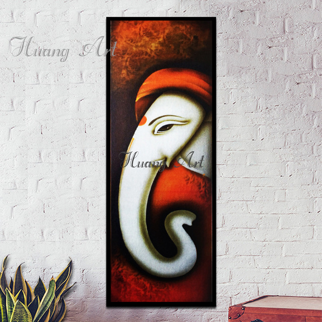 640x640 Artist Hand Painted High Quality Indian Geneisha Oil Painting - Ganesha Oil Painting On Canvas