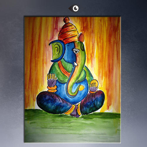 500x500 Lord Ganesha Canvas Painting - Ganesha Painting On Canvas