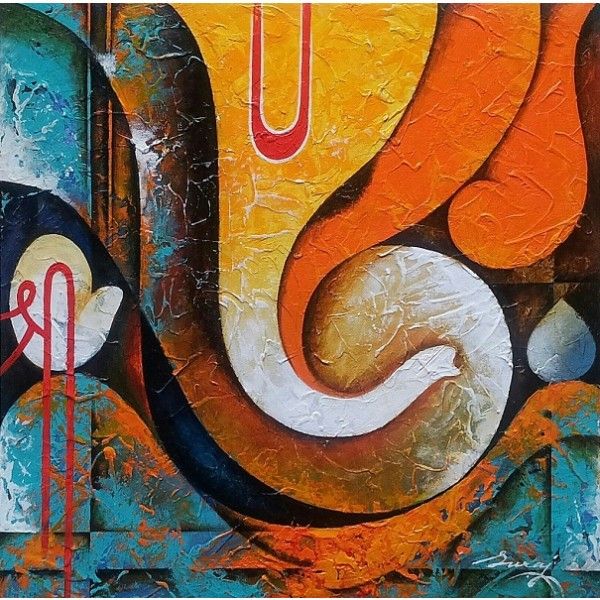 600x600 Pictures Ganesha Paintings On Canvas, - Ganesha Painting On Canvas