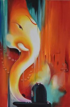 236x360 Sanskrit Om Ganesha - Ganesha Painting On Canvas