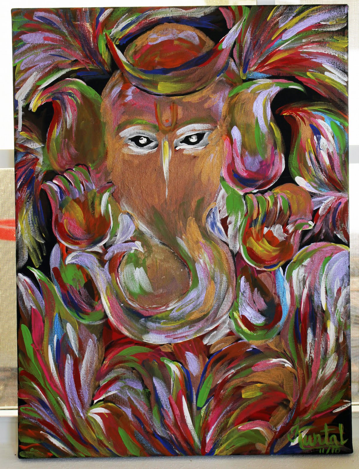 1226x1600 A Thing Of Beauty Lord Ganesha's Acrylic Painting Canvas - Ganesha Painting On Canvas