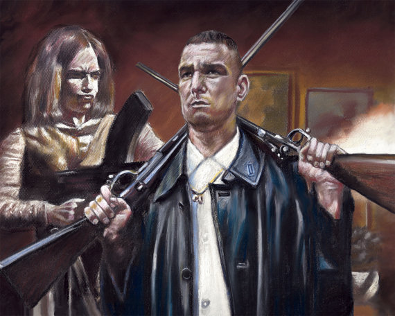 570x456 Lock Stock And Two Smoking Barrels Painting Poster Print - Gangster Painting