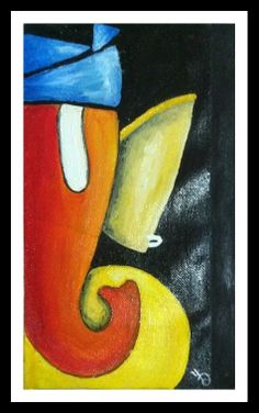 236x376 Colorful Ganesha Abstract Handmade Painting By Omsat On Etsy - Ganpati Canvas Painting