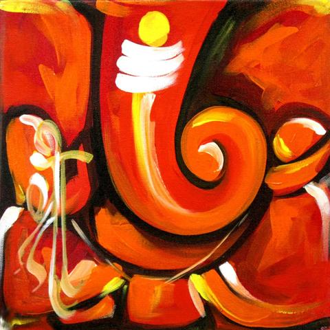 480x480 Rakta Ganpati - Ganpati Canvas Painting