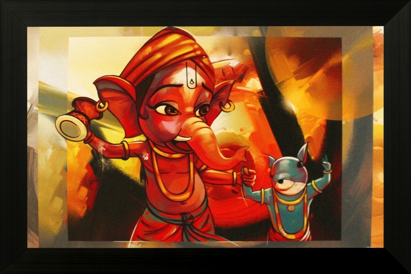 832x555 Saf Bal Ganesh Texture Print With Uv Canvas Painting Price - Ganpati Canvas Painting