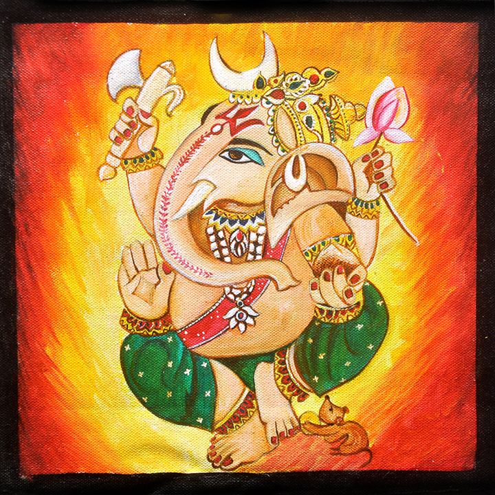720x720 Ganpati Bappa Original Painting - Ganpati Painting