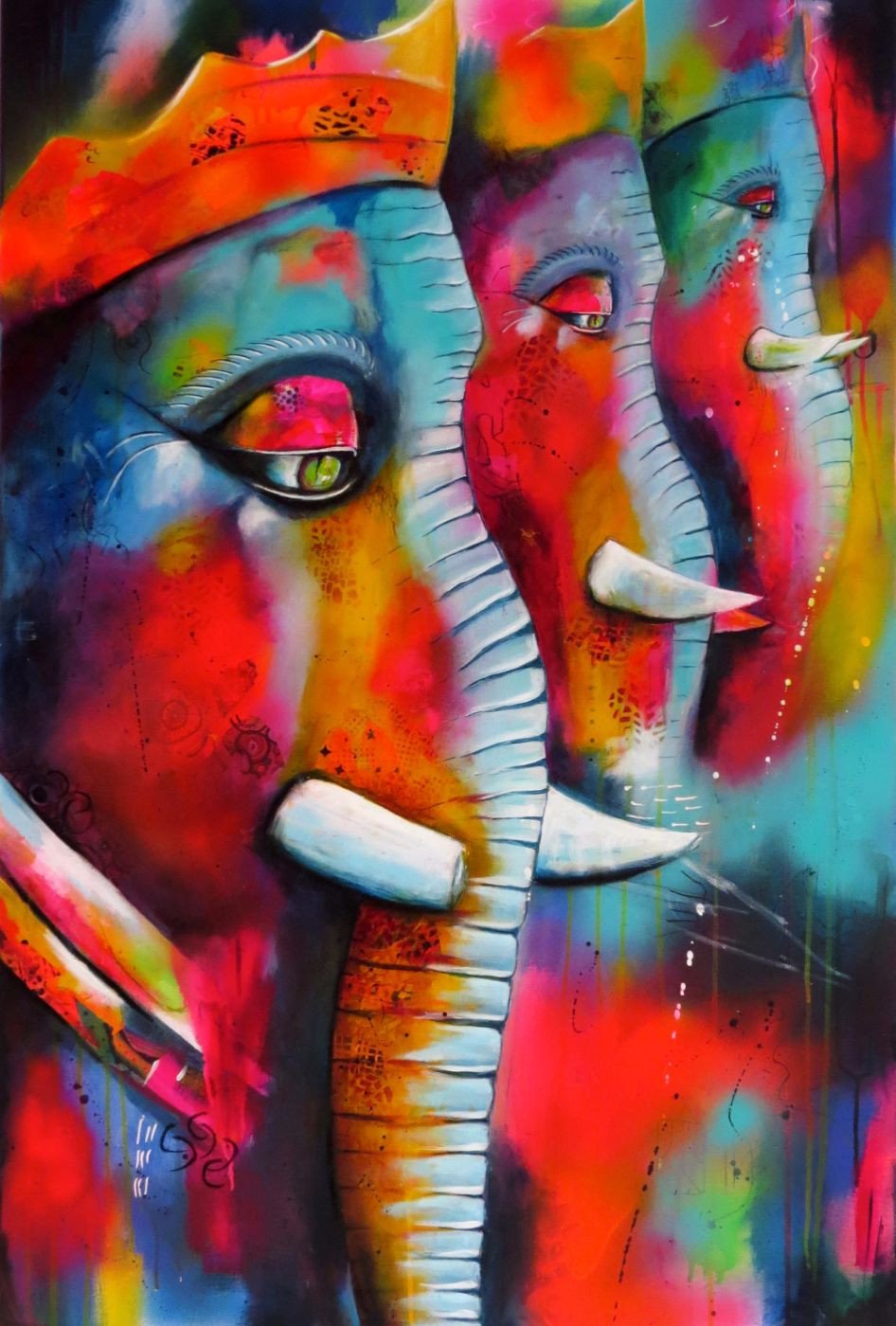 946x1400 Abstract Art - Ganpati Painting