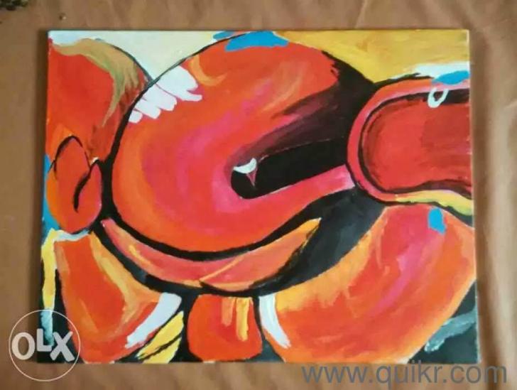 728x549 Hand Made Ganpati Painting On Canvas Board With Varnish Coating 14 - Ganpati Painting