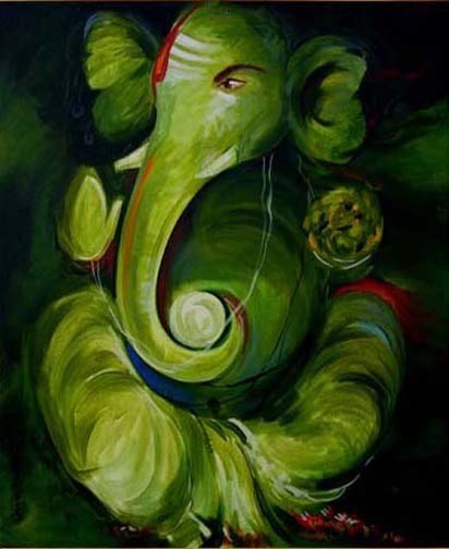 412x504 Buy Ganpati By Uma Nath Maurya@ Rs. 71490. Codeart Uama12 3336 - Ganpati Painting