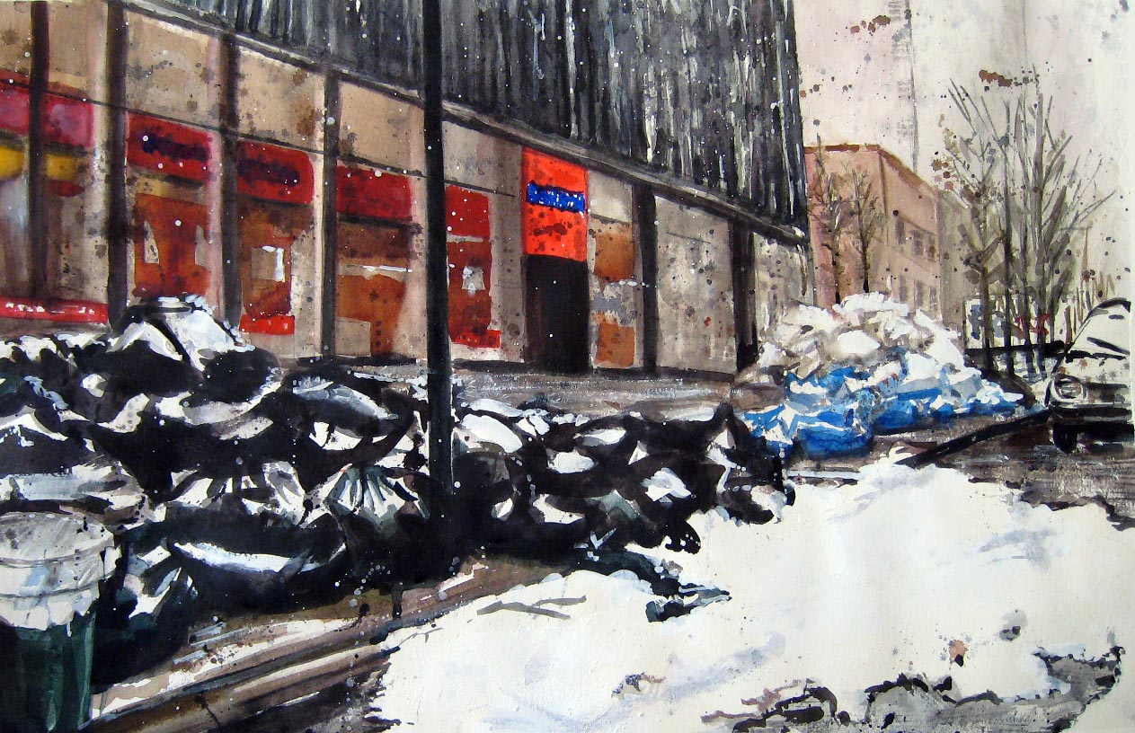 1263x816 Greenwich Garbage (Finished) And A New Car Carol King Drawing - Garbage Painting