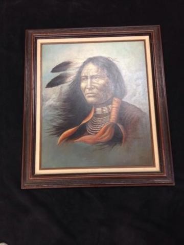 360x480 Antique Indian Painting By Z Garcia Native American Oil Painting - Garcia Indian Painting