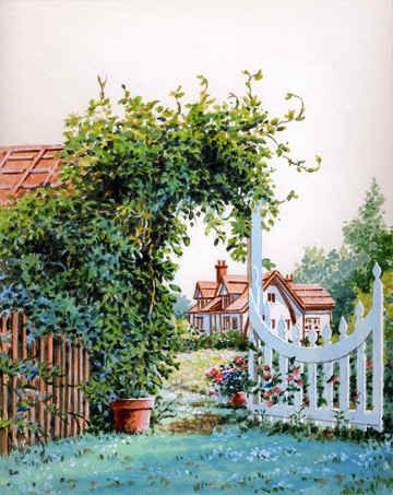 360x453 Garden Gate' By Richard Dewolfe Richard De Wolfe - Garden Gate Painting