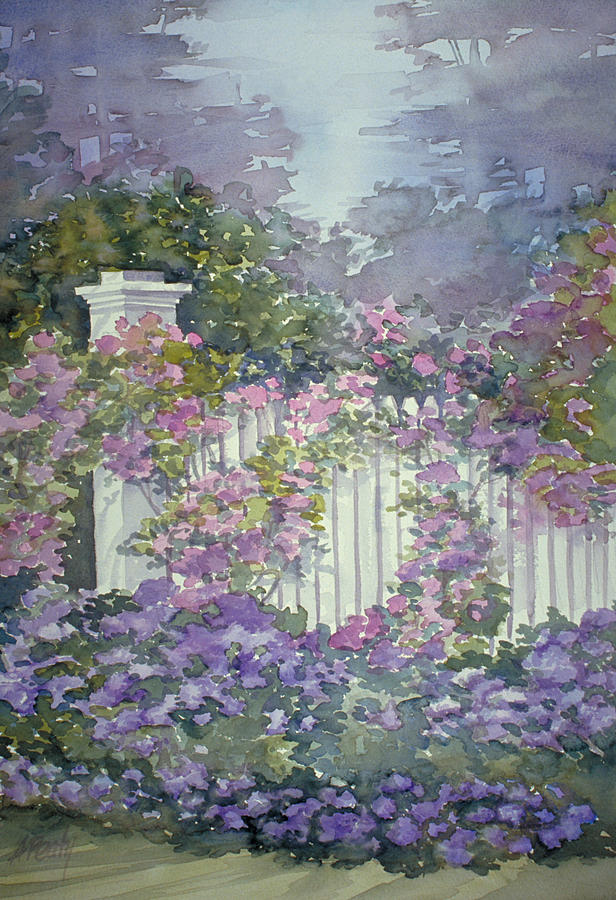 616x900 Garden Gate Roses Painting By Audrey Peaty - Garden Gate Painting