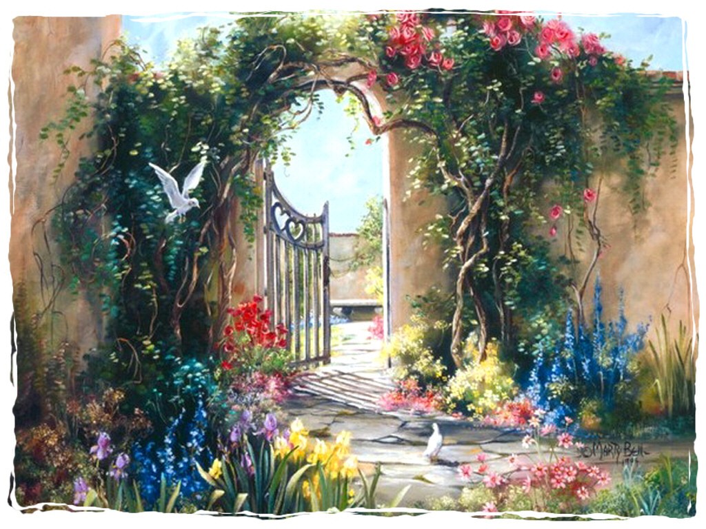 Garden Gate Painting at PaintingValley.com | Explore collection of ...