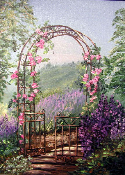 430x600 Painting Garden Gate, Florals Amp Through The Garden Gate Series - Garden Gate Painting