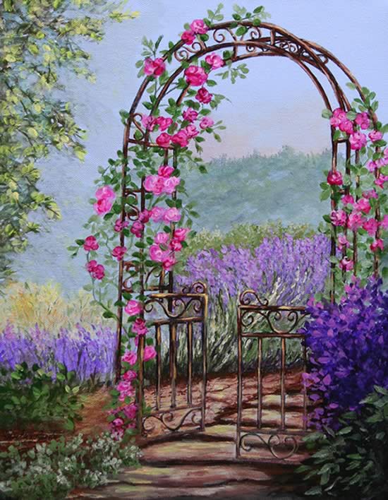 Garden Gate Painting at PaintingValley.com | Explore collection of ...