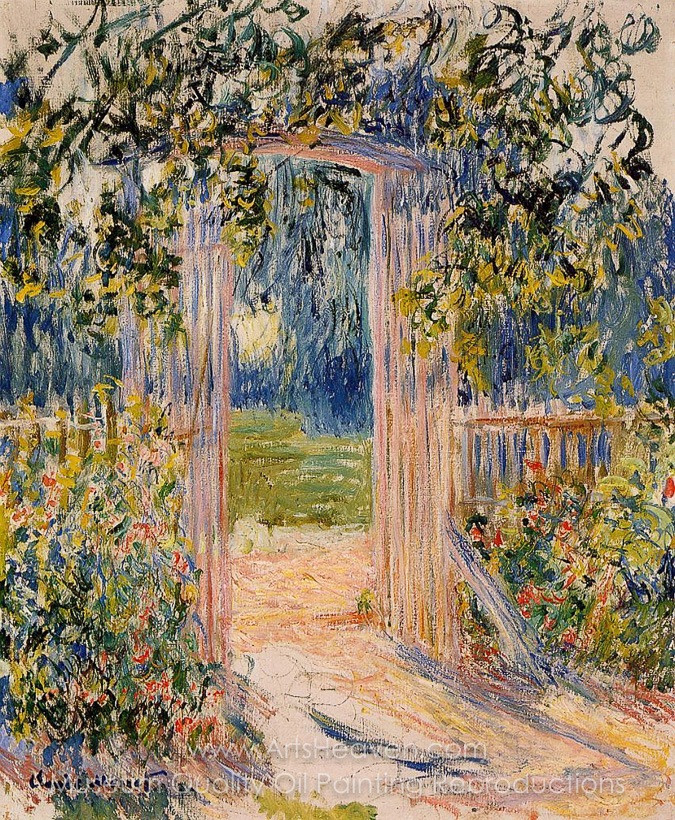 675x820 Reproduction Painting Claude Monet The Garden Gate, Hand Painted - Garden Gate Painting