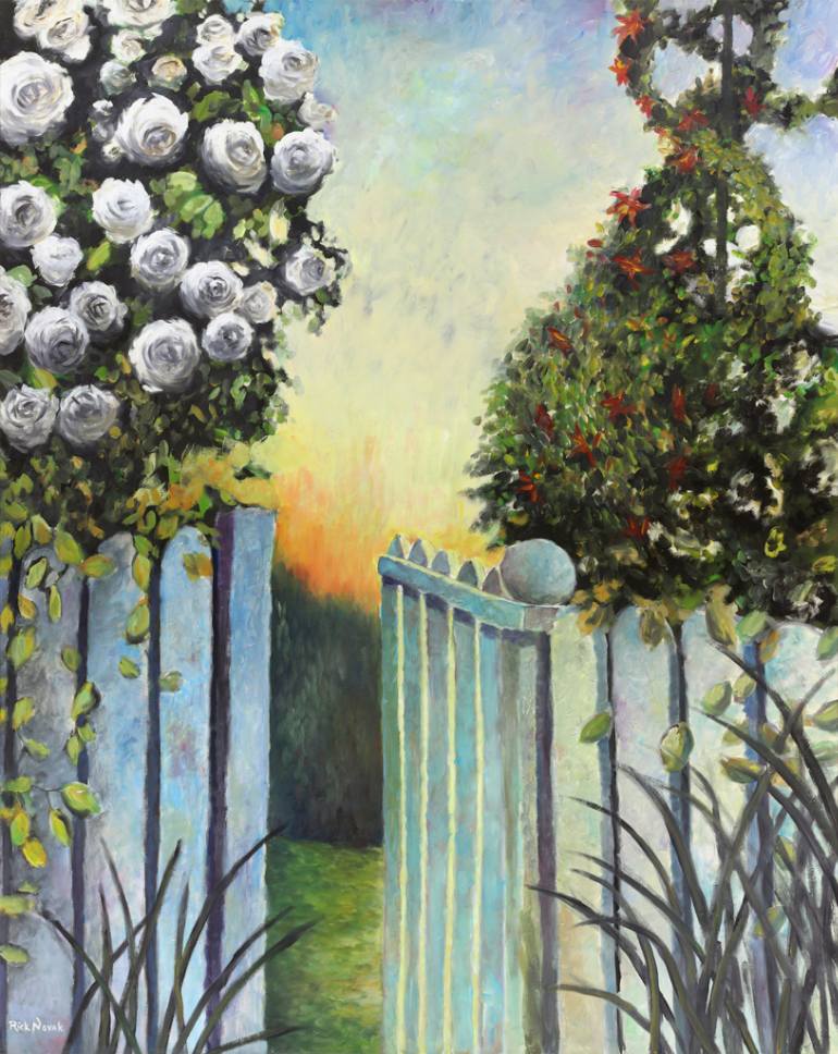 770x968 Saatchi Art Garden Gate Painting By Rick Novak - Garden Gate Painting