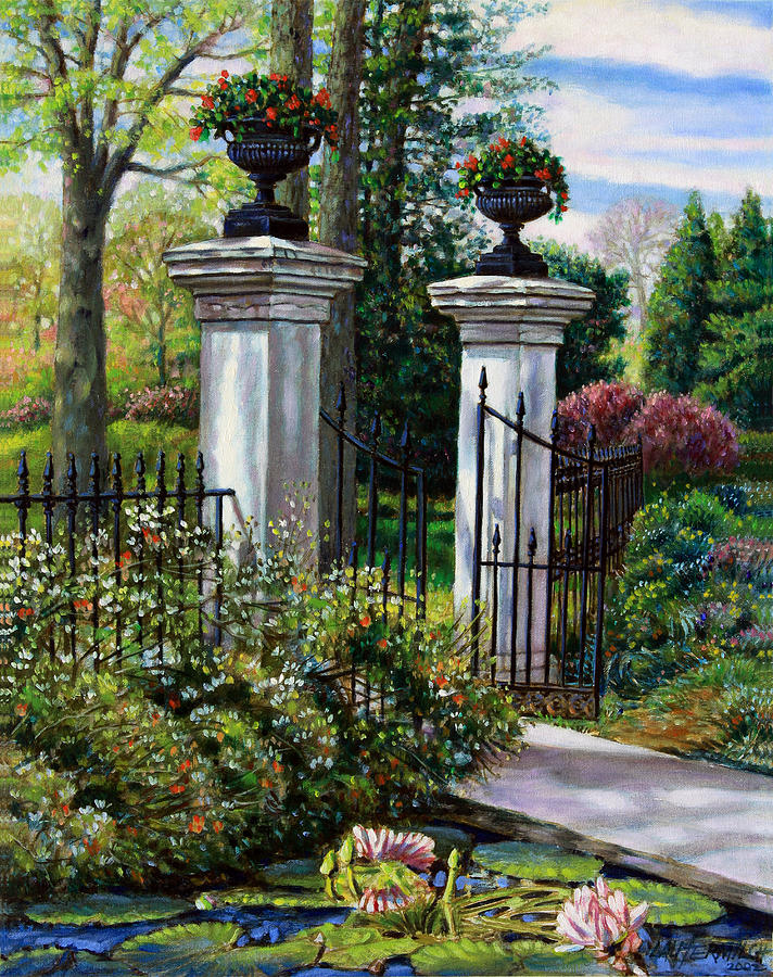 712x900 Shaws Garden Gate Painting By John Lautermilch - Garden Gate Painting