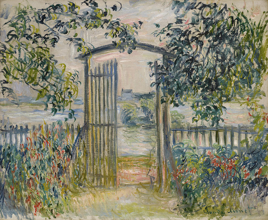 900x738 The Garden Gate At Vetheuil Painting By Claude Monet - Garden Gate Painting