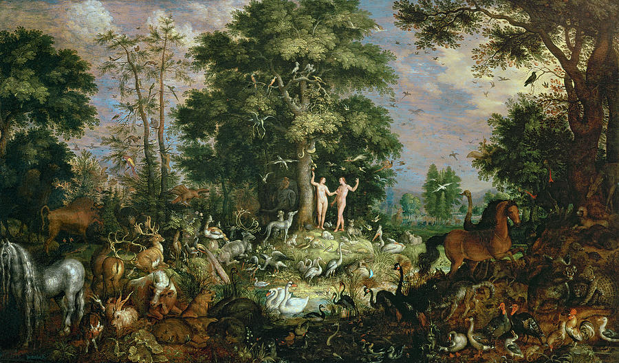 900x528 Garden Of Eden Painting By Roelandt Jacobsz Savery - Garden Of Eden Painting