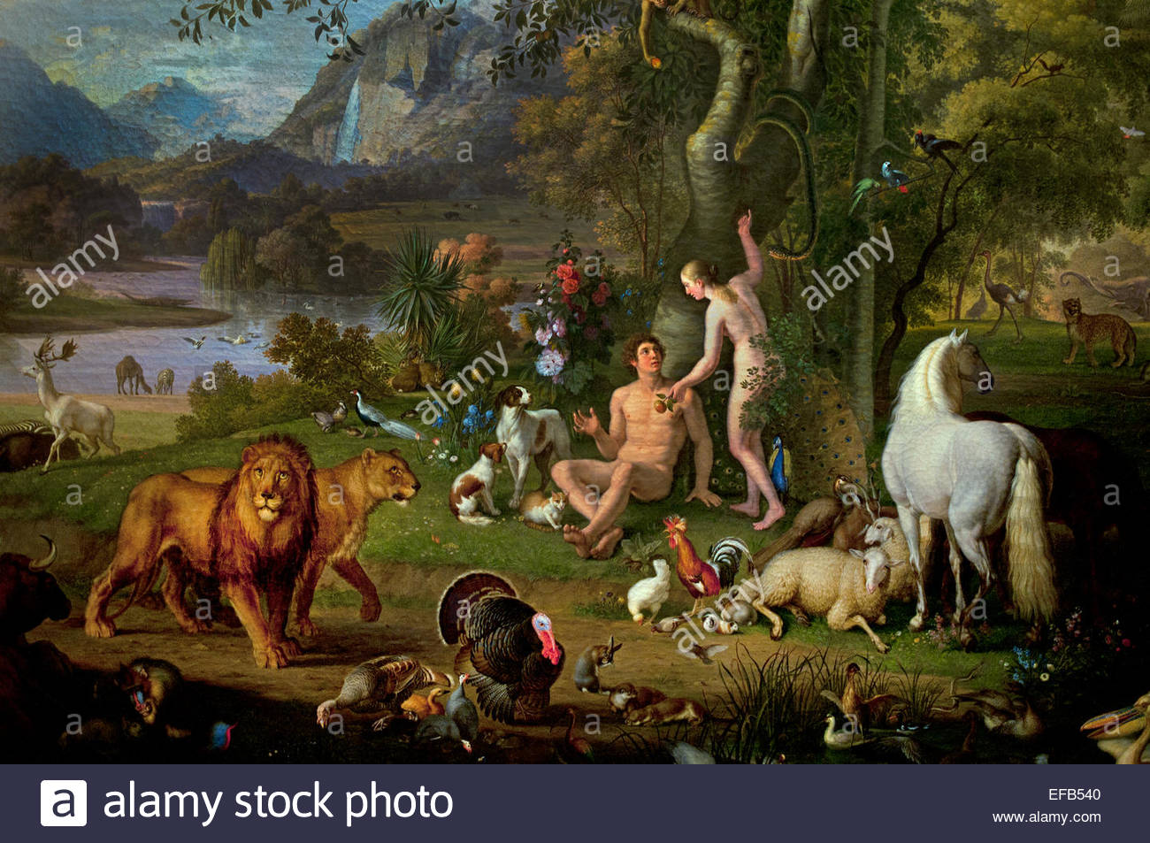 1300x953 Adam And Eve In The Garden Of Eden Paradise By Wenzel Peter Stock - Garden Of Eden Painting Vatican