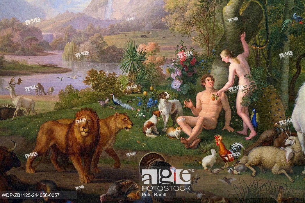 1049x699 Detail Of Adam And Eve In Garden Of Eden, By Wenzel Peter - Garden Of Eden Painting Vatican